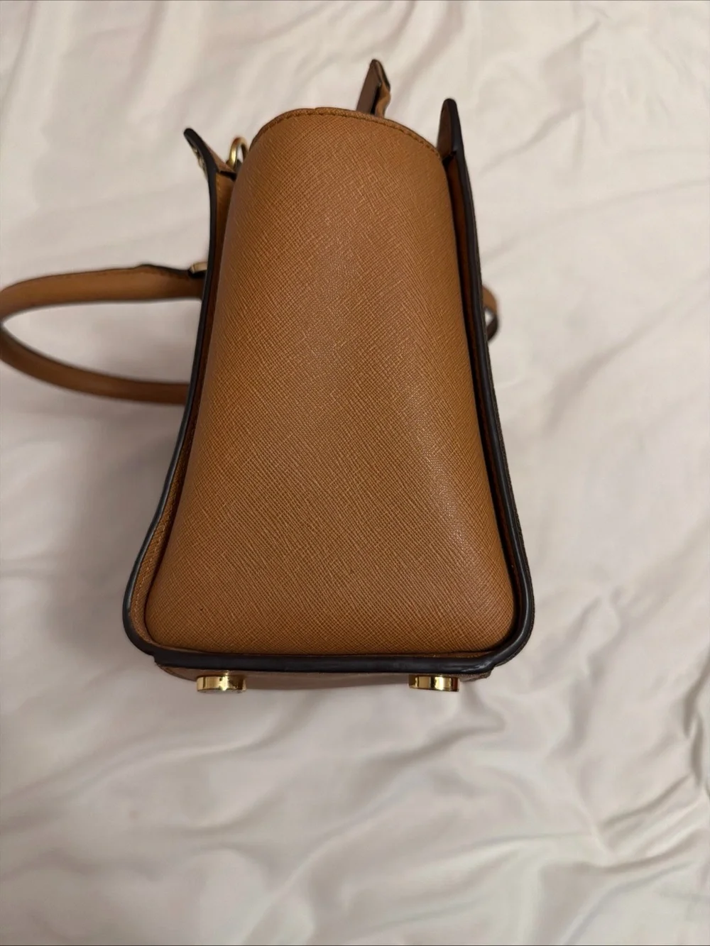 Michael Kors Black Front with Brown Trim Studded Satchel